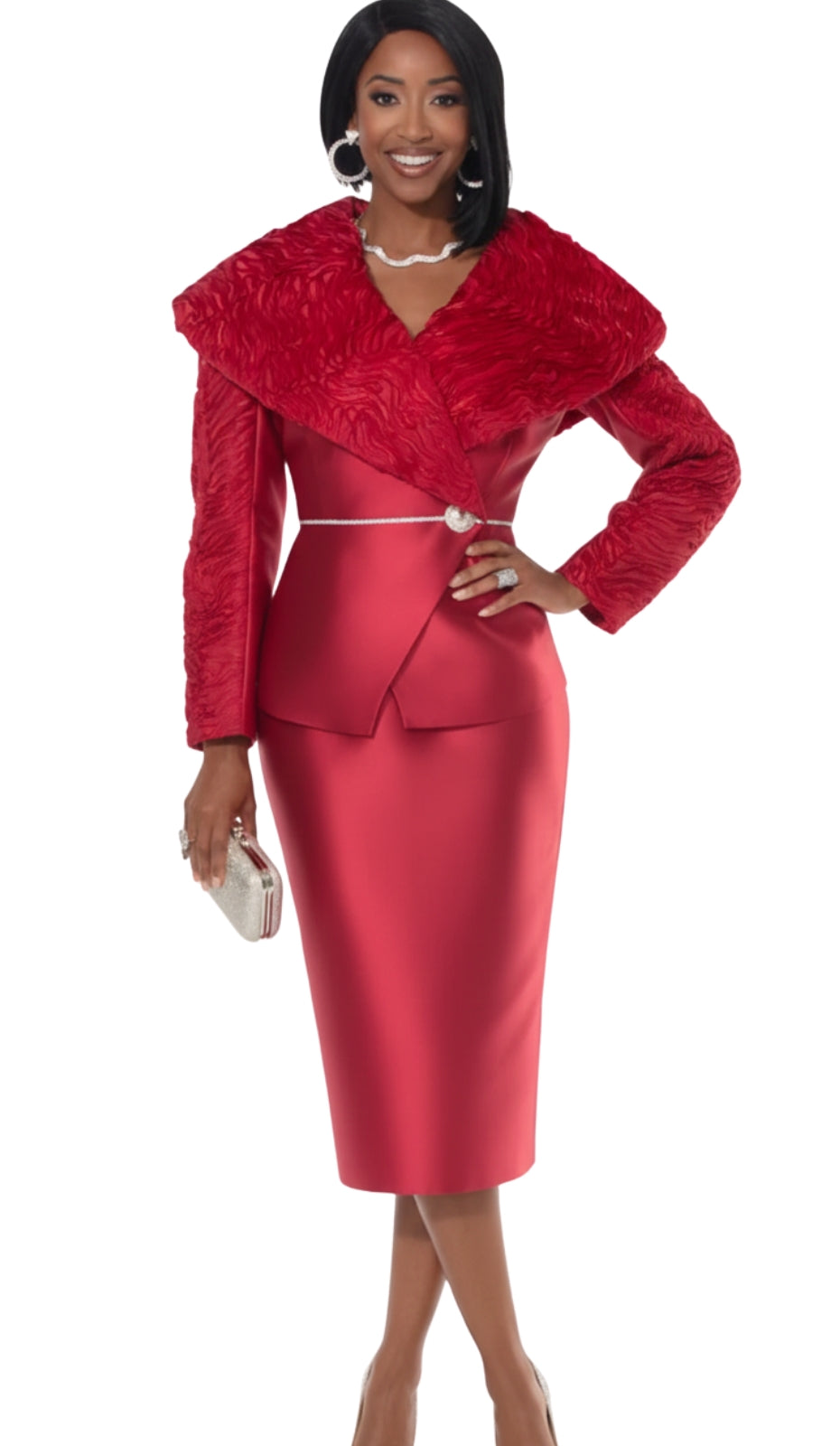 Donna Vinci 12230-RED-QS Church Suit