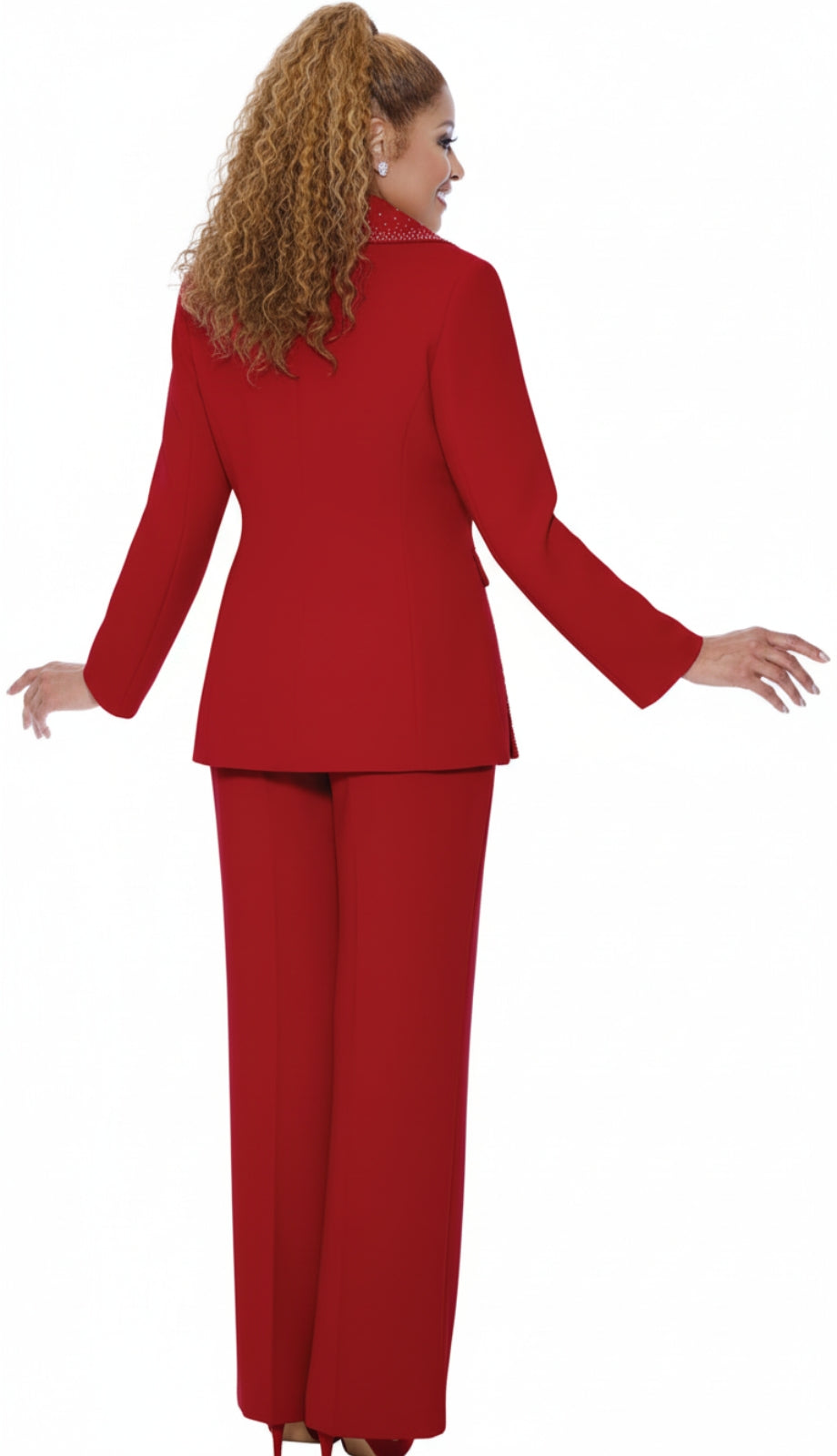 Dorinda Clark Cole 309093-RED-QS Ladies Pant Suit