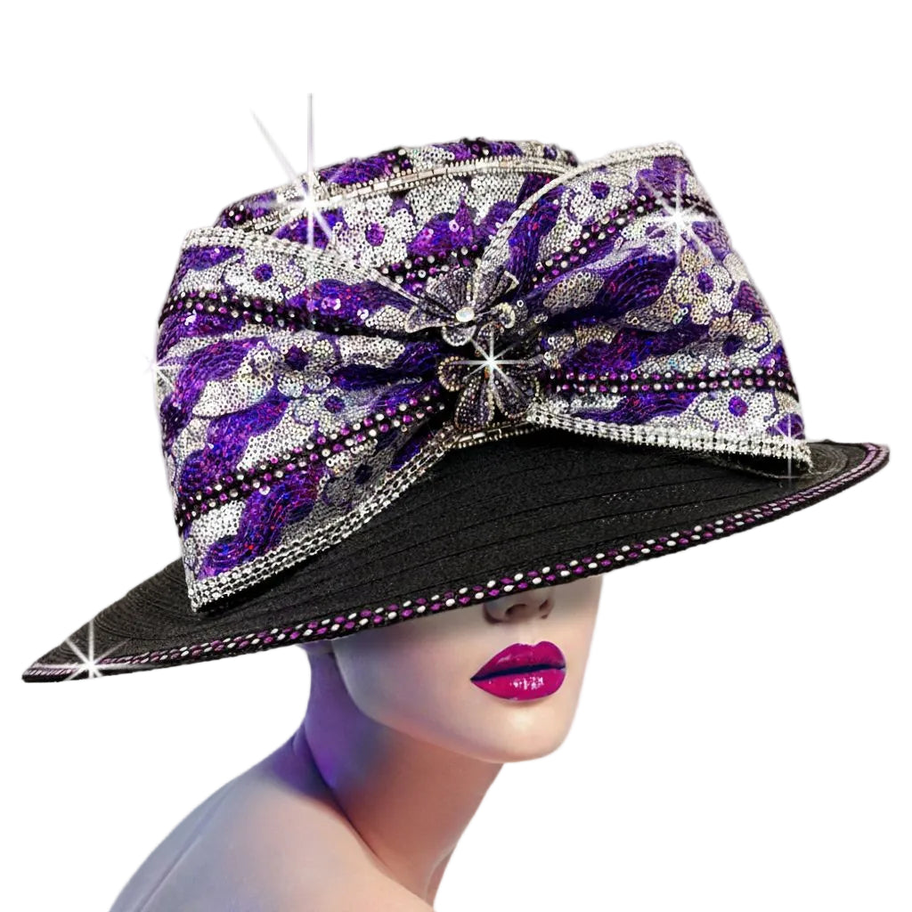 Church Hat 3423 LILY-Black-Purple