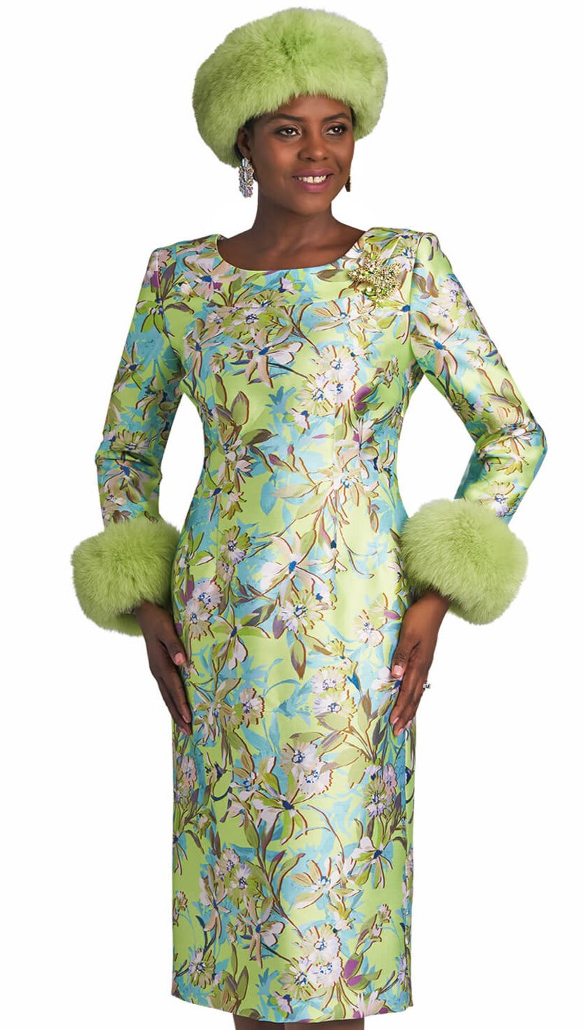 green church dress Lily And Taylor 4825 Ladies Church Dress Green With Multi / 8