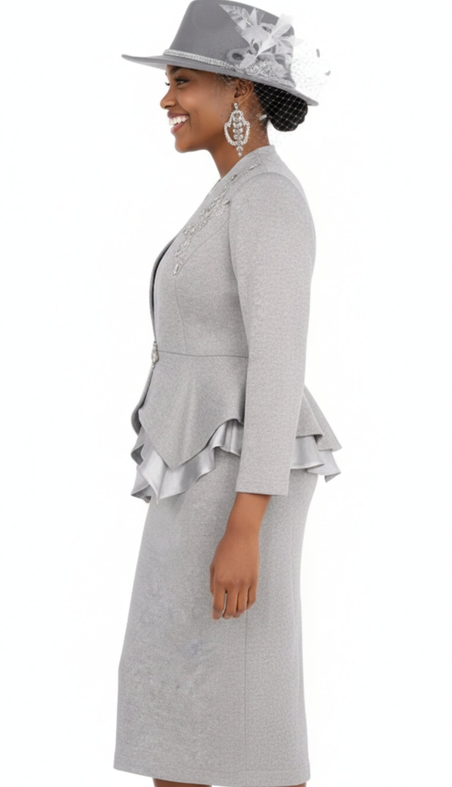 Champagne Italy Knit 5959-GRY-QS Church Suit