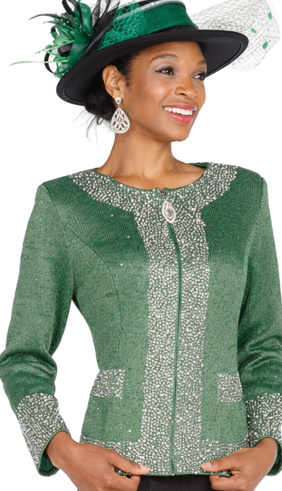 Champagne Italy Knit 5961-GRN-QS Church Suit
