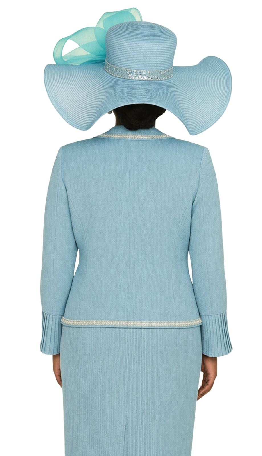 Elite Champagne Knit 5965-BLU-QS Church Suit for Women