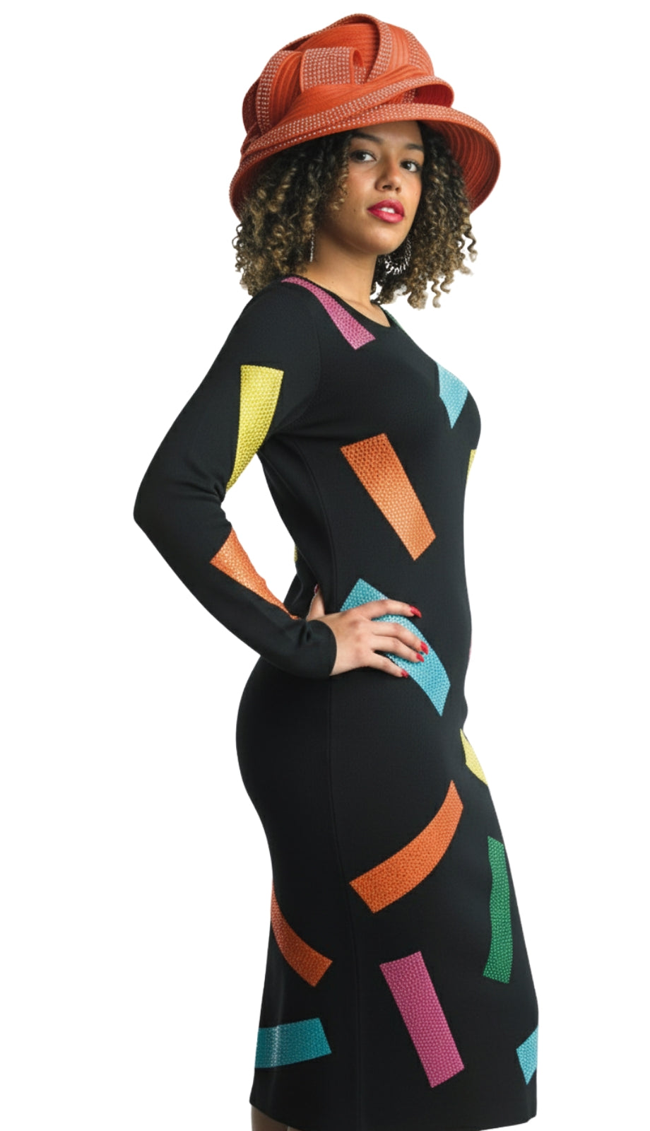 Lily and Taylor 627-BLK Knit Church Dress