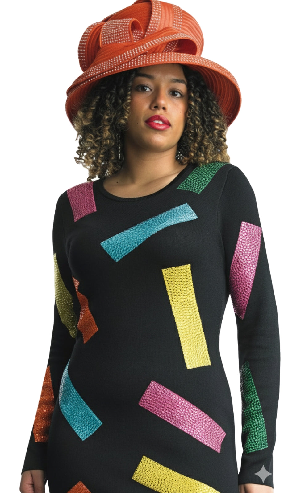 Lily and Taylor 627-BLK Knit Church Dress