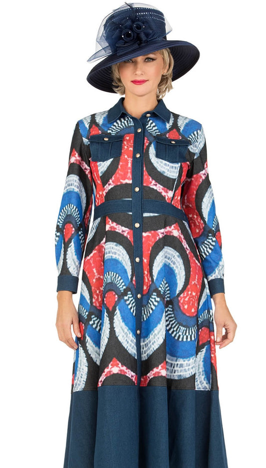 Giovanna 1651-DENIM Church Dress