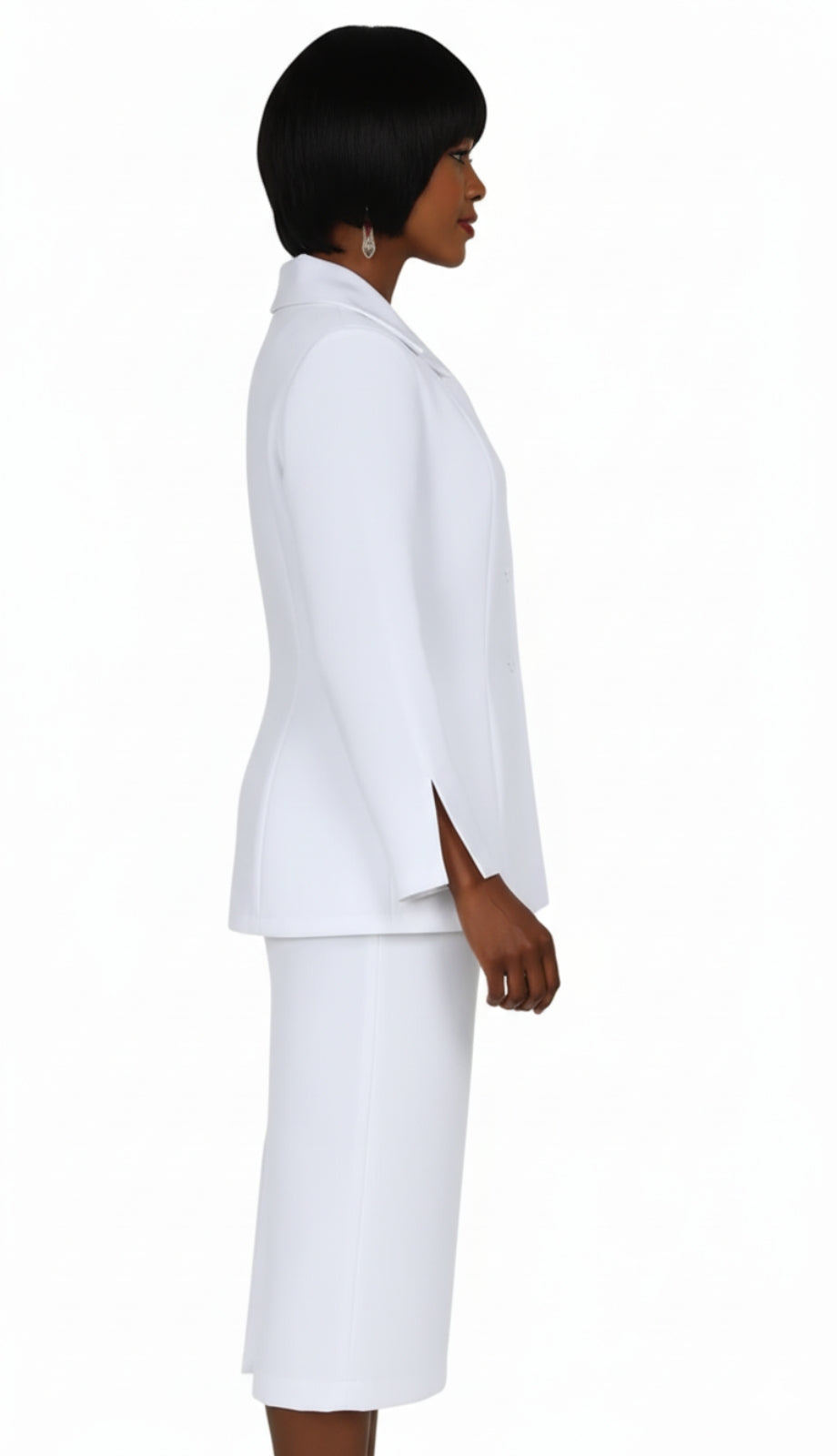 GMI G12777-WH ( 2pc Double Collar Single Breast Set With Side Seam Hidden Pockets )