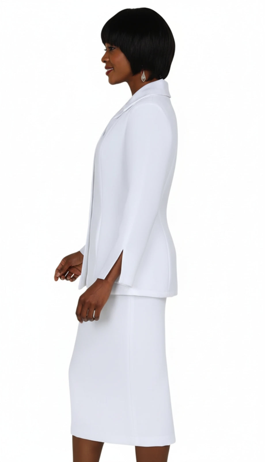 GMI G12777-WH ( 2pc Double Collar Single Breast Set With Side Seam Hidden Pockets )