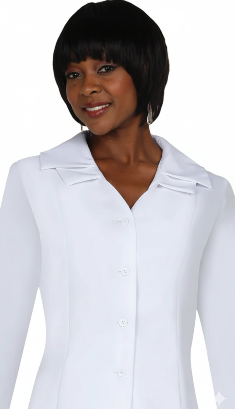 GMI G12777-WH ( 2pc Double Collar Single Breast Set With Side Seam Hidden Pockets )