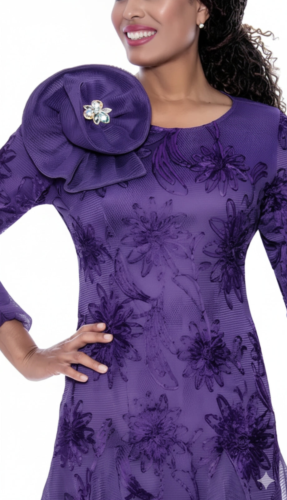 Stellar Looks SL600351-PUR-Designer Church Dress