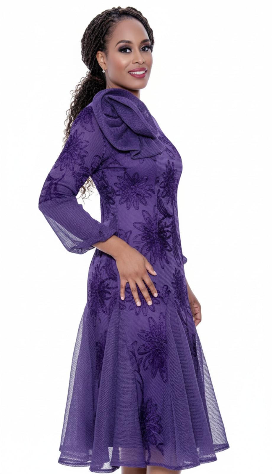 Stellar Looks SL600351-PUR-Designer Church Dress