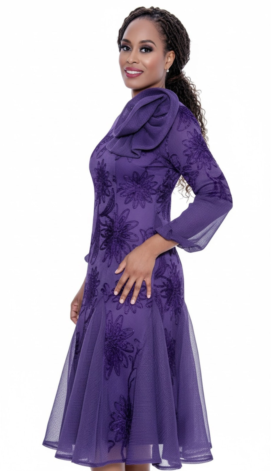 Stellar Looks SL600351-PUR-Designer Church Dress