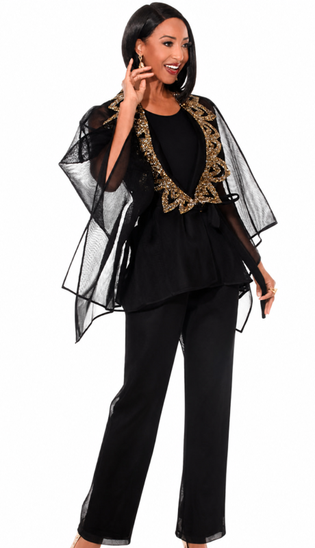 Donna Vinci 5866-BLK-QS Church Suit