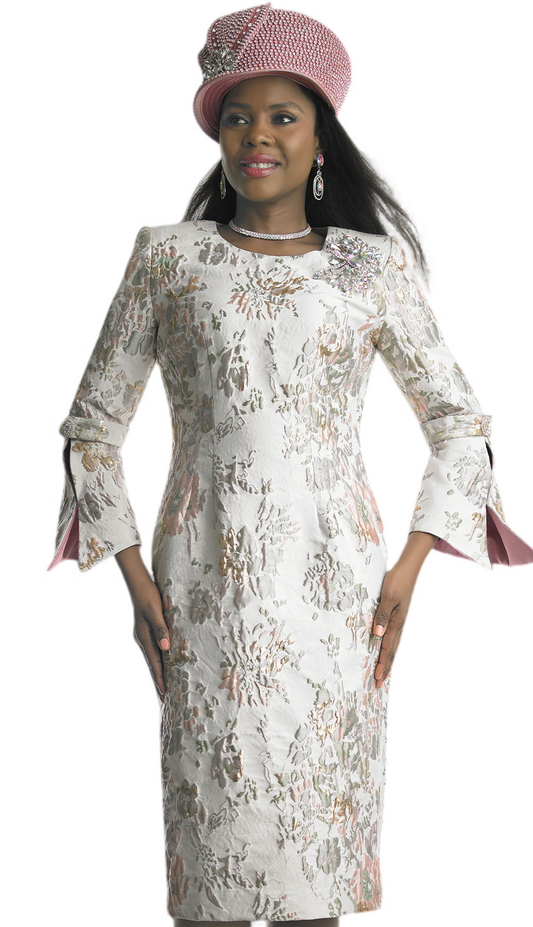 Lily and Taylor 4872-PNK Church Dress-Hat