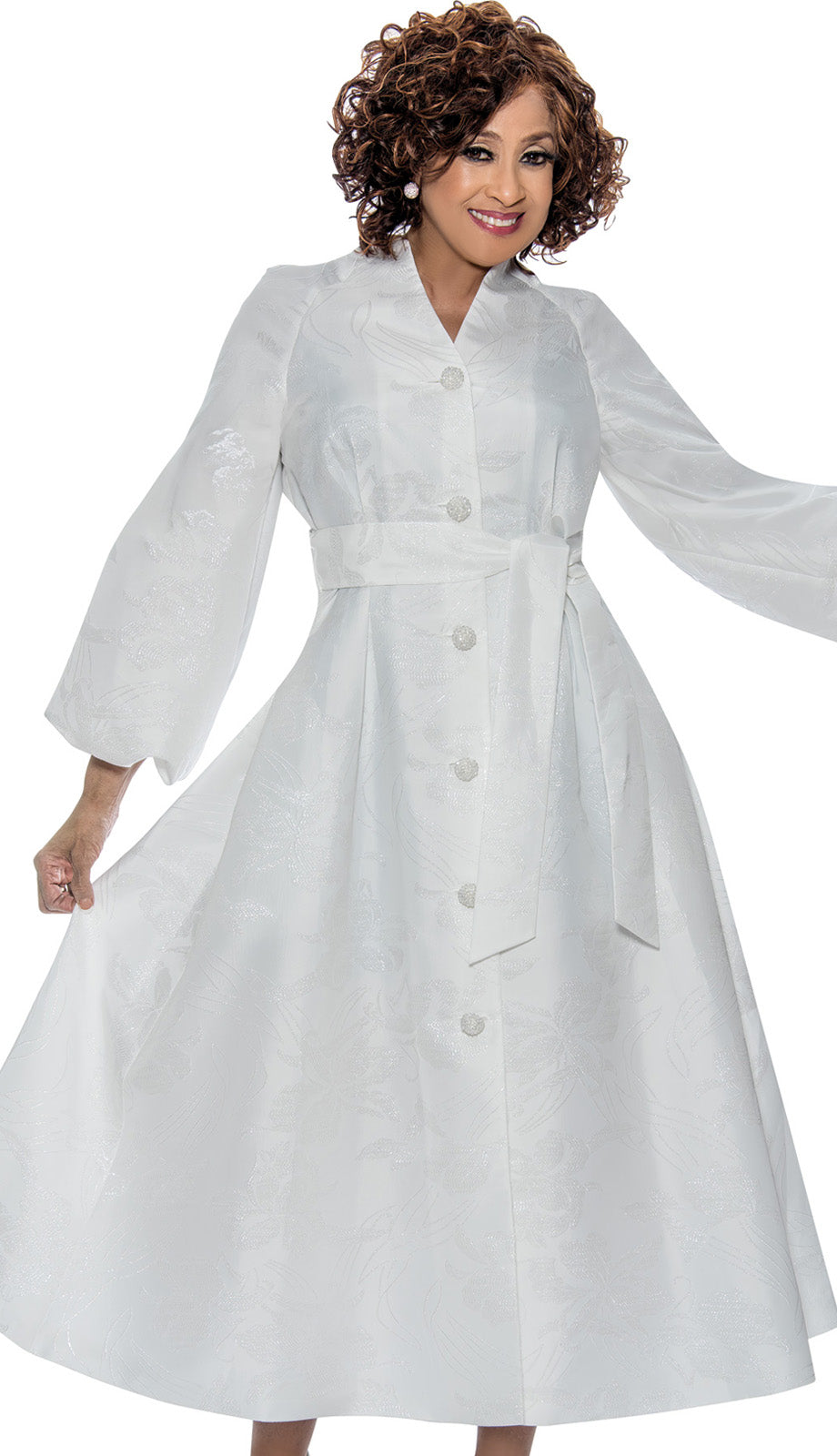 Dorinda Clark Cole 309031-WHT-QS Church Dress for Ladies