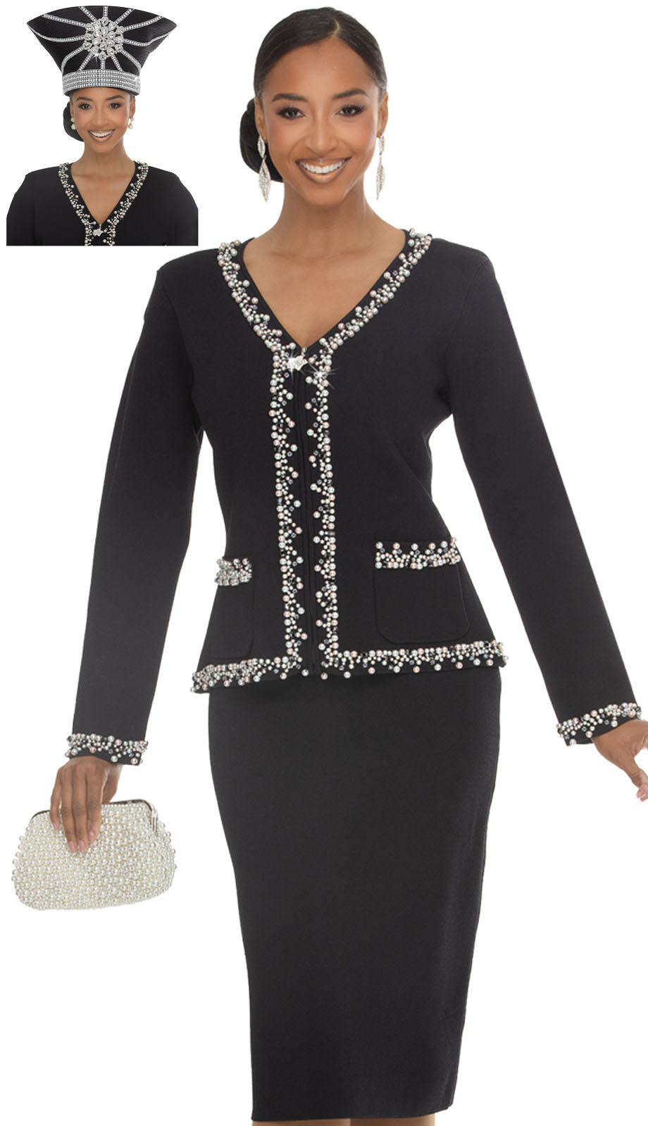 Donna Vinci 13472-BLK-QS Church Suit
