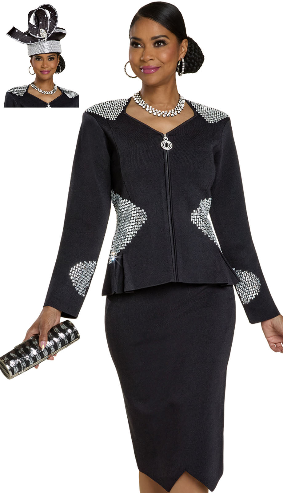 Donna Vinci 13453-BWS-H Church Suit with Hat