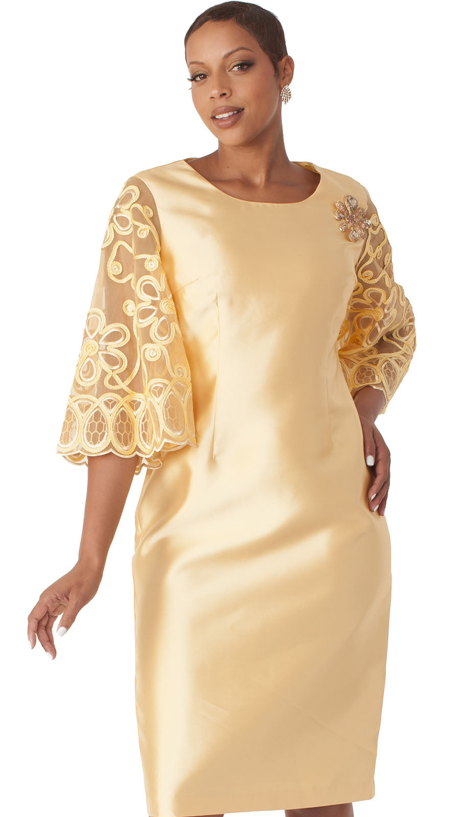 Chancele 9721-YEL-QS Church Dress
