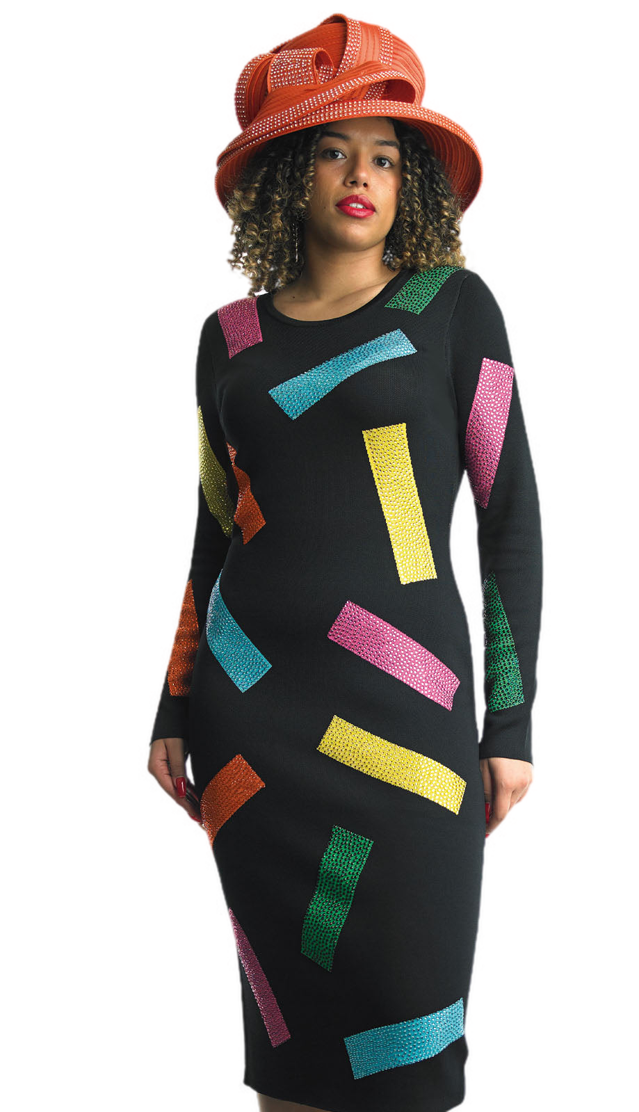 Lily and Taylor 627-BLK Knit Church Dress