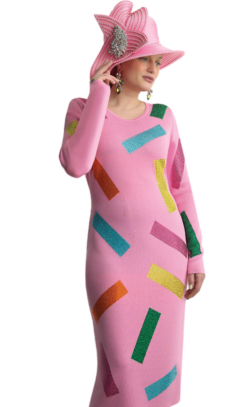 Lily and Taylor 627-ROSE Knit Church Dress