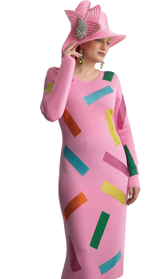 Lily and Taylor 627-ROSE Knit Church Dress