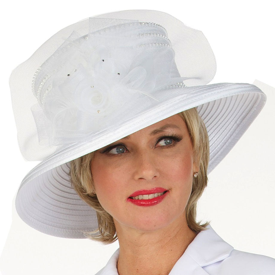 Womens HR22125-WHT-QS Womens Church Hat