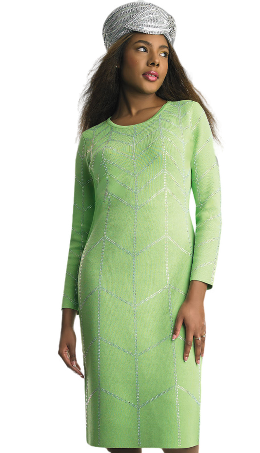 Lily and Taylor 602-GRN Knit Church Dress