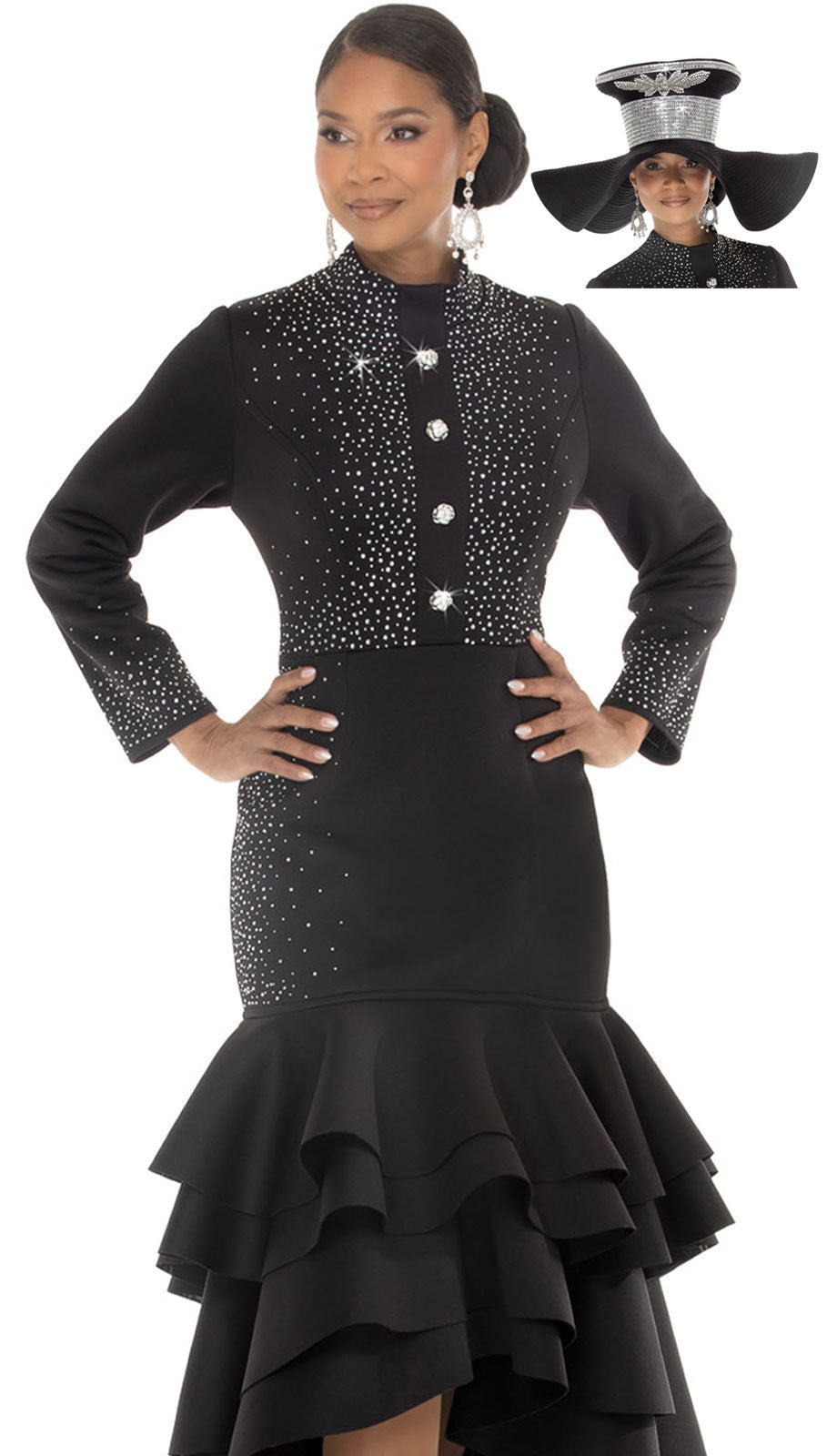 Donna Vinci 12301-H-BLK Church Hat
