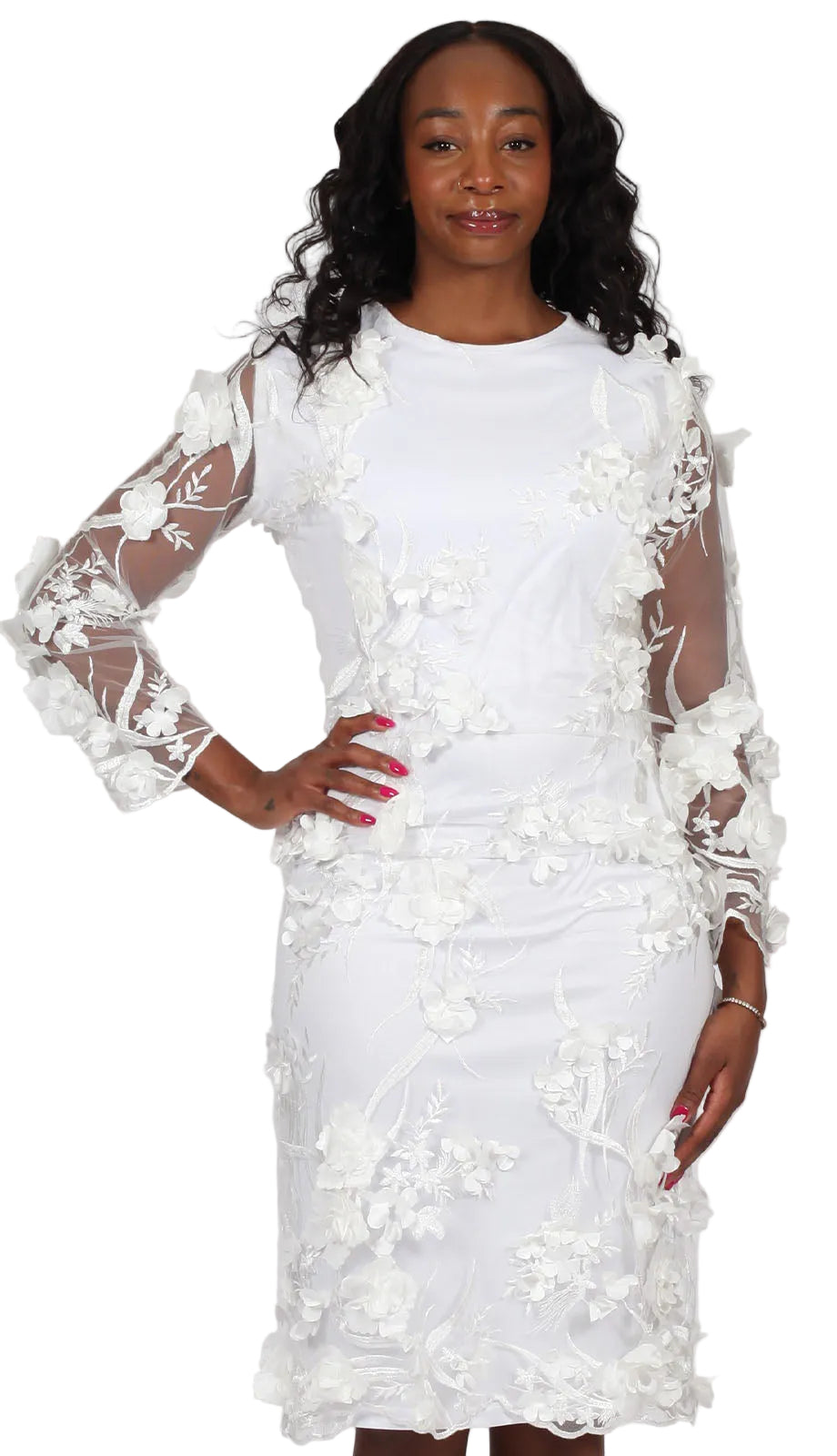 Diana Couture 8746-WHT Church Dress