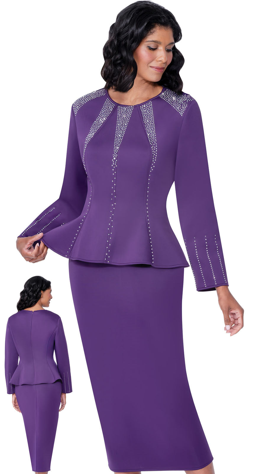 Stellar Looks SL600632-PUR-QS Womens Church Suit