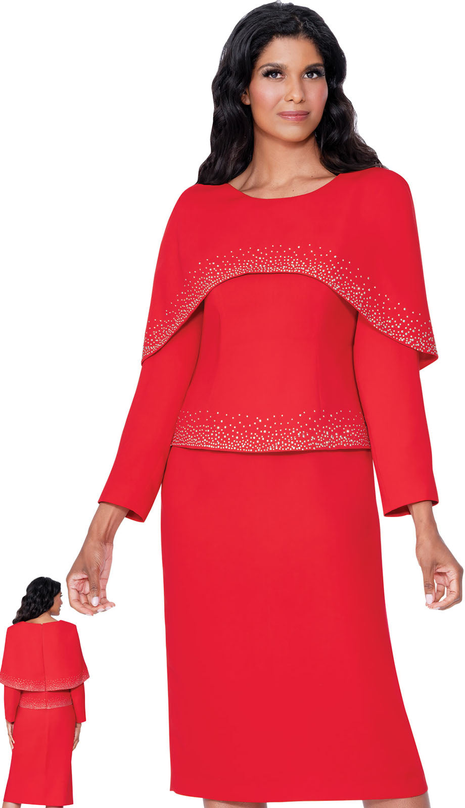 Stellar Looks SL600642-RED-QS Womens Church Suit