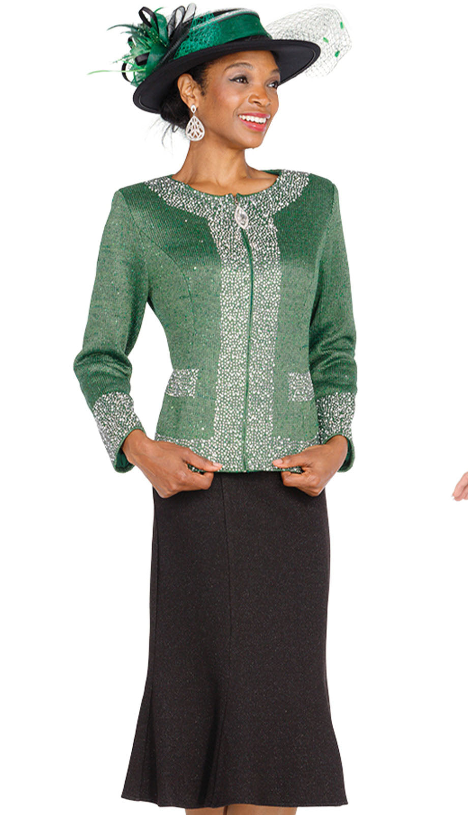 Champagne Italy Knit 5961-GRN-QS Church Suit