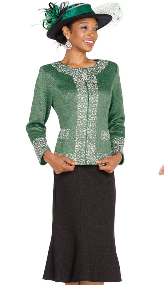 Champagne Italy Knit 5961-GRN-QS Church Suit