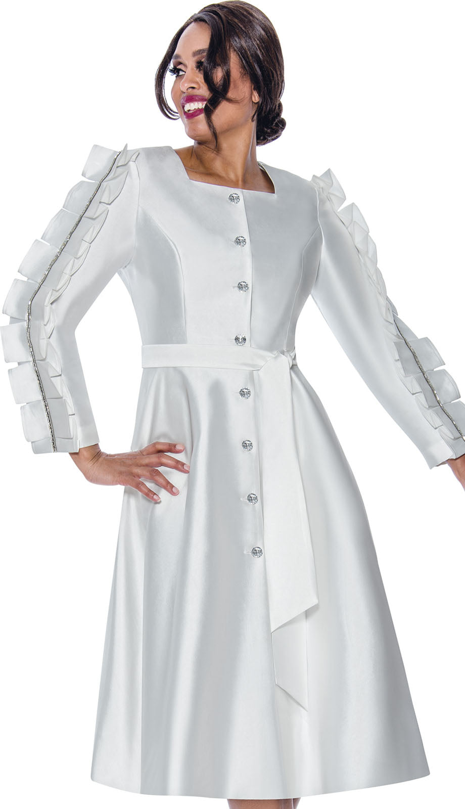 Nubiano 12381-WHT-CO Church Dress