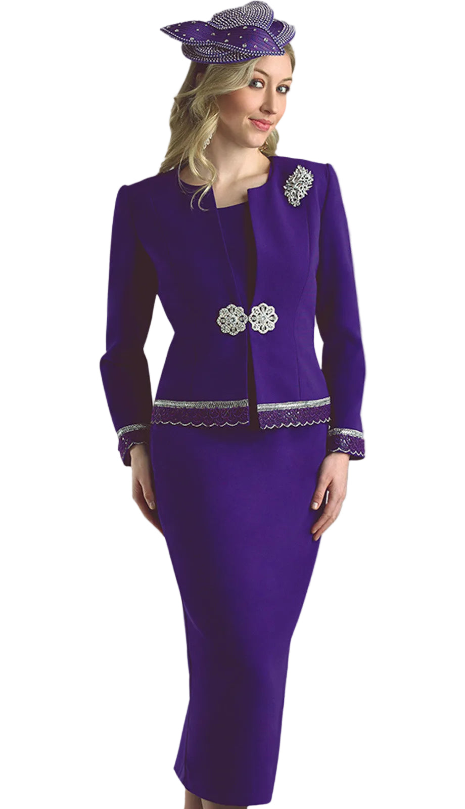 Lily And Taylor 4272-PUR-QS Church Suit