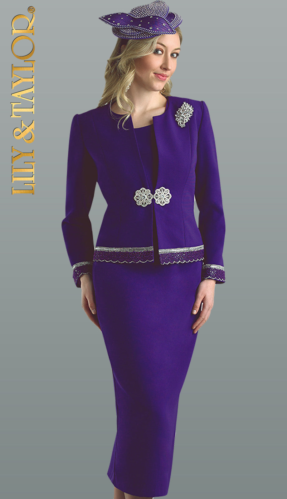 Lily And Taylor 4272-PUR Church Suit
