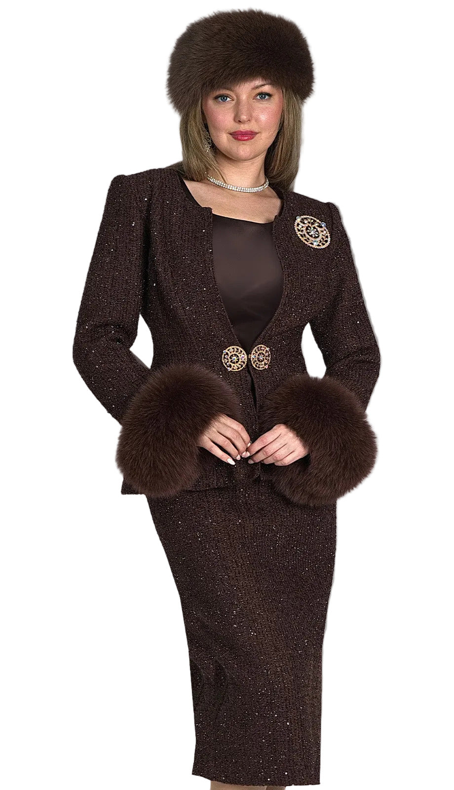 Lily and Taylor 5085-BRN-QS Church Suit