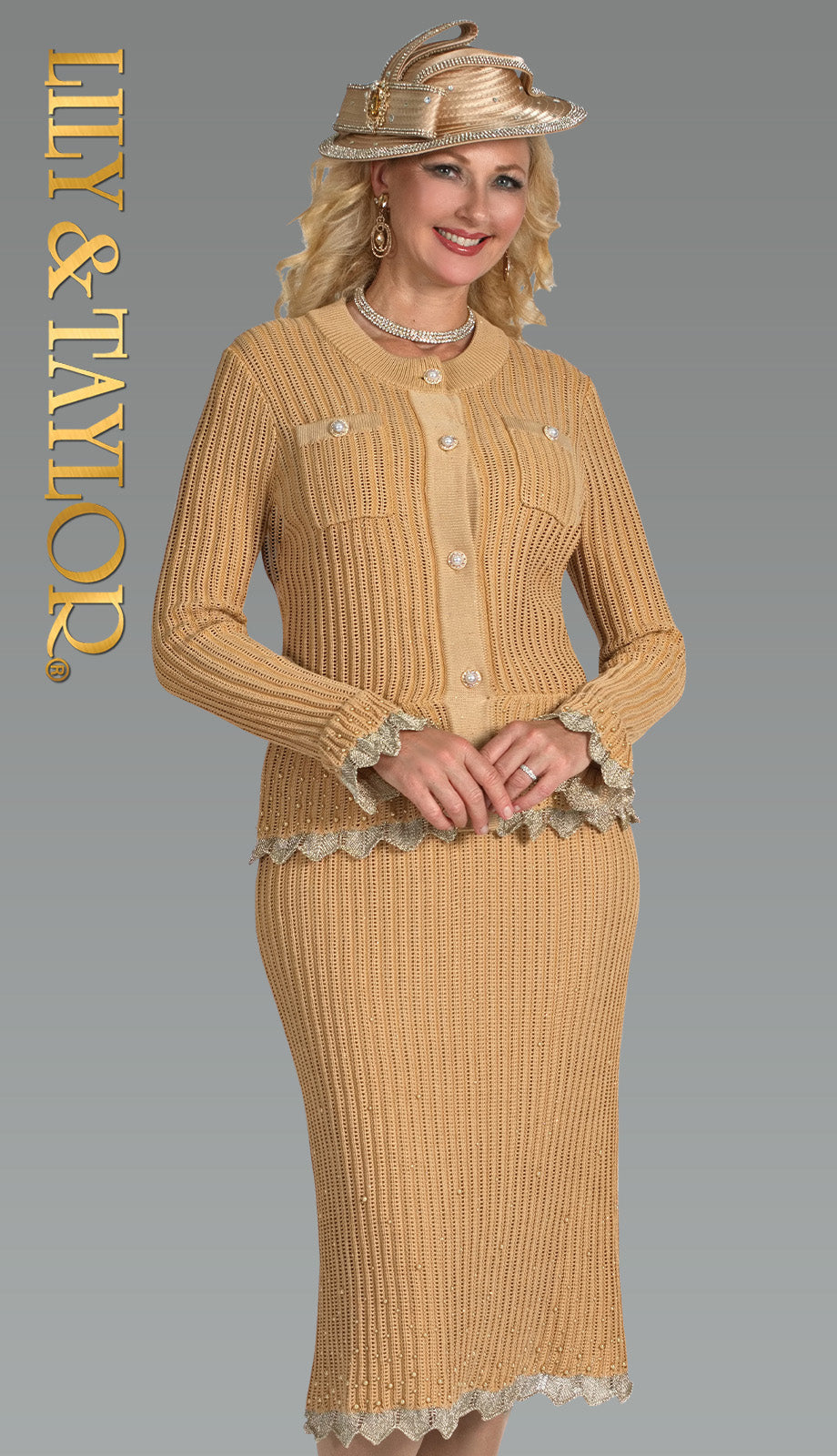 Lily And Taylor 996-GLD Church Suit