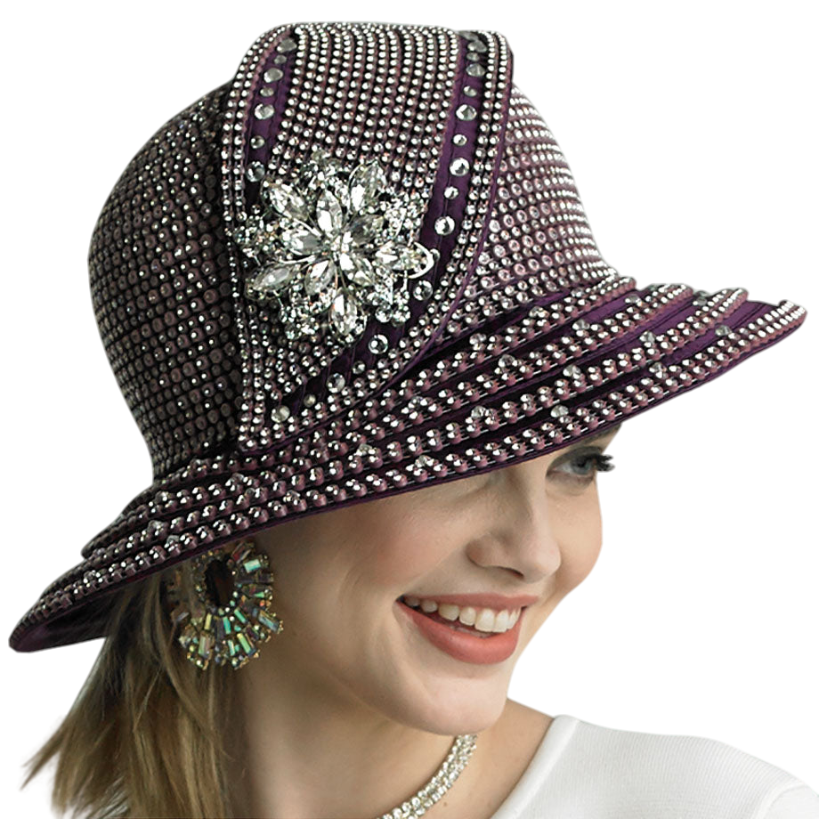 Lily and Taylor H195-PLUM Church Hat