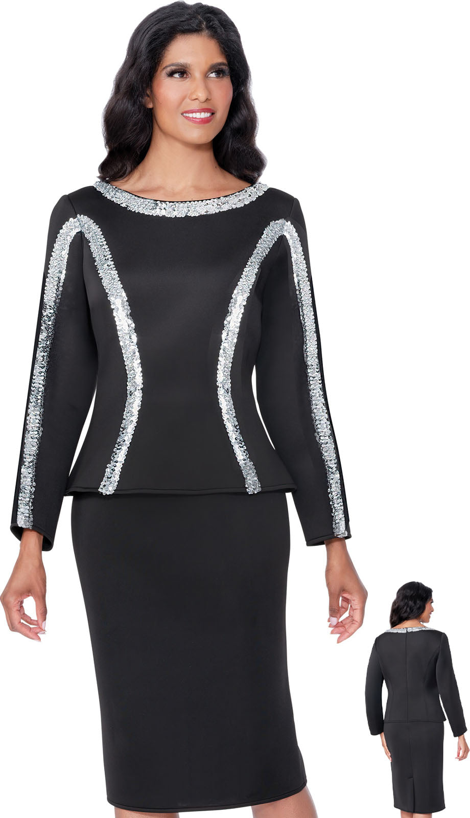 Stellar Looks SL600761-BLK-QS Womens Church Suit