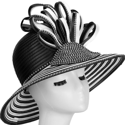 Womens HR22120-BKWHT-QS Womens Church Hat