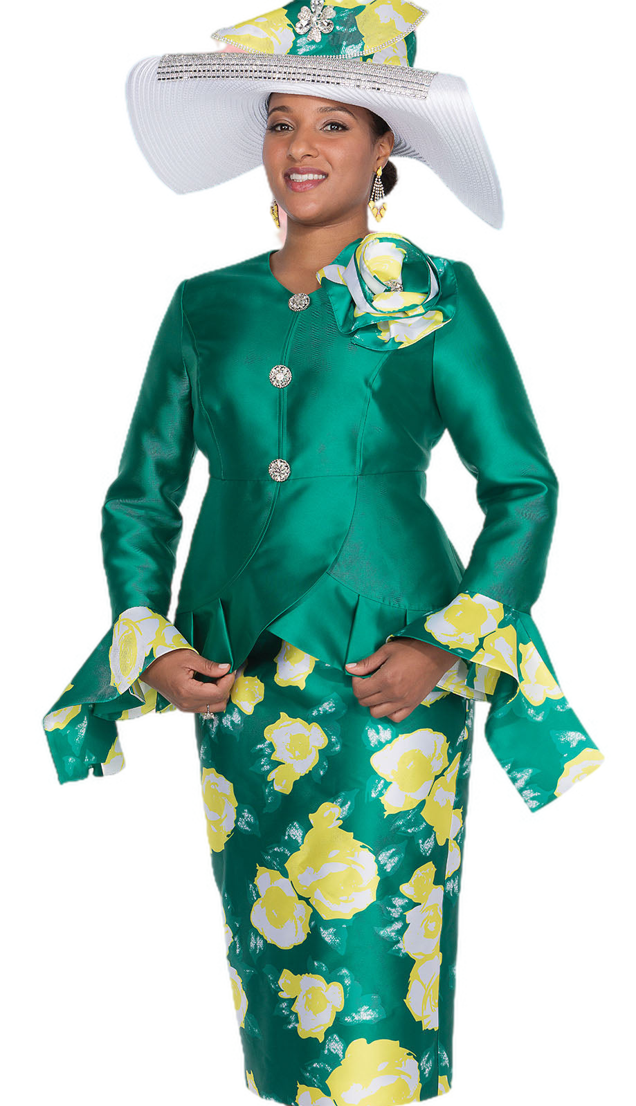 Elite Champagne 6061-GRN Church Suit-Hat