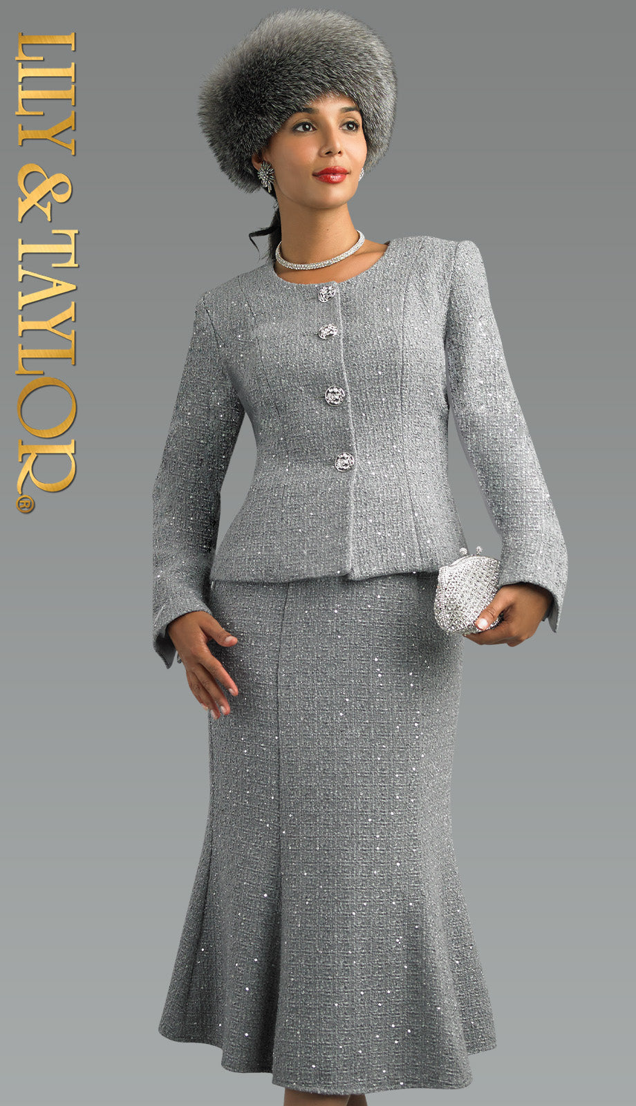 Lily and Taylor 5109-SLV-QS Church Dress