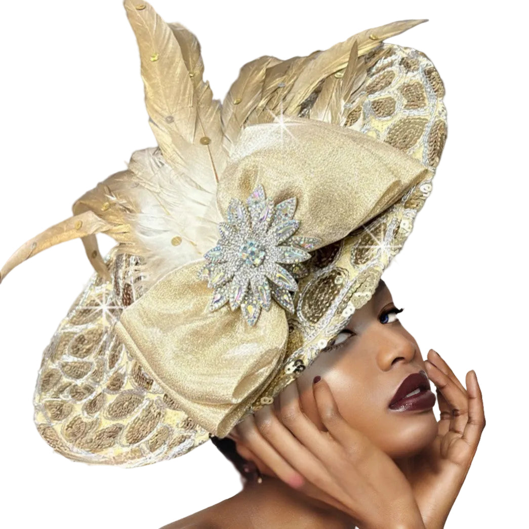 FA3388 GOLDEN LADY Church Fascinator
