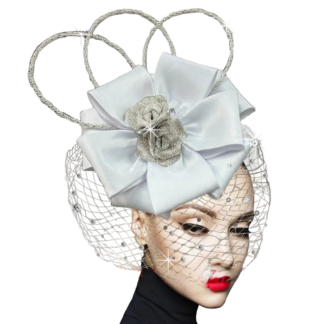 FA3394B LOURDES-WHITE Church Fascinator