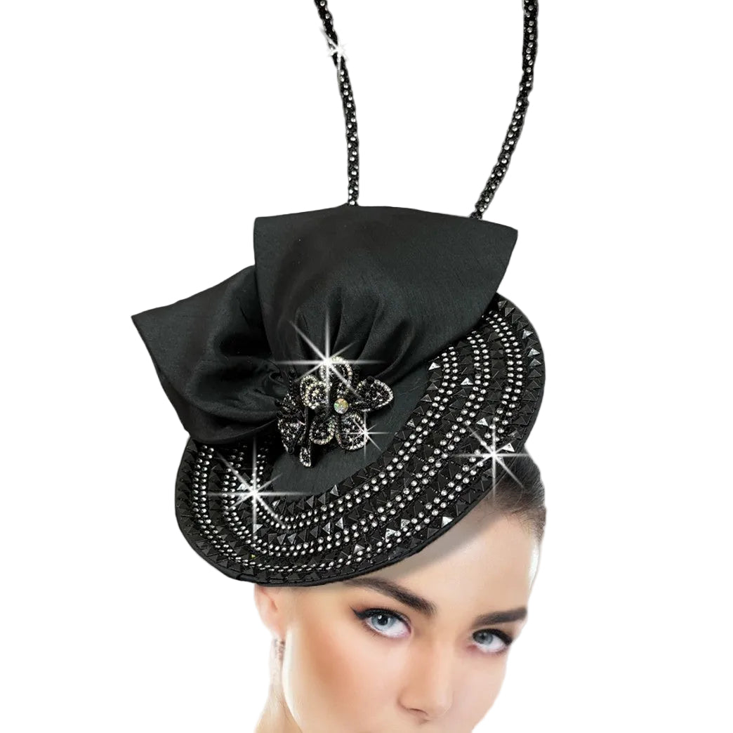FA3424 CAPRICE-BLACK JET Church Fascinator