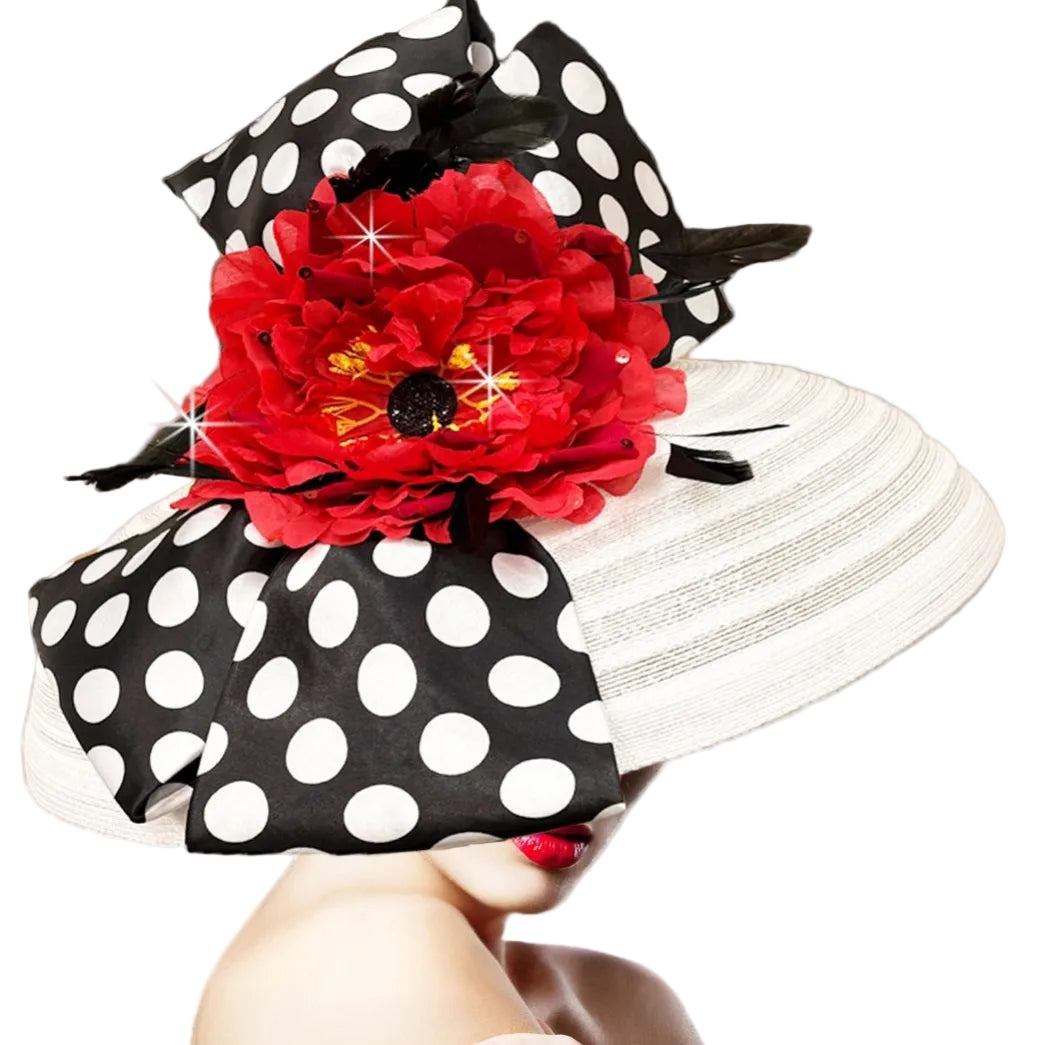 Church Hat 3459-CAROLINE-WHT-BLK-RED