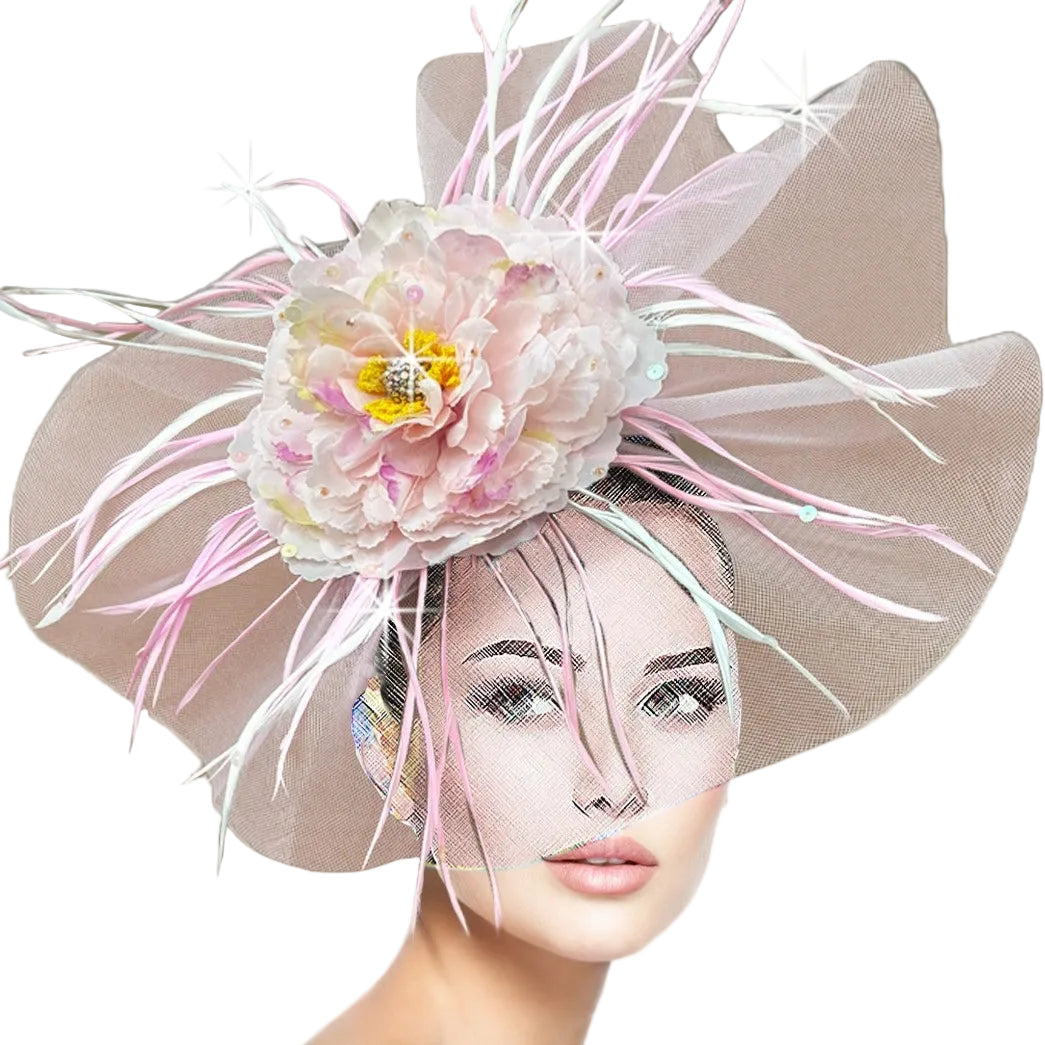FA3463 SINGAPORE-PINK Church Fascinator
