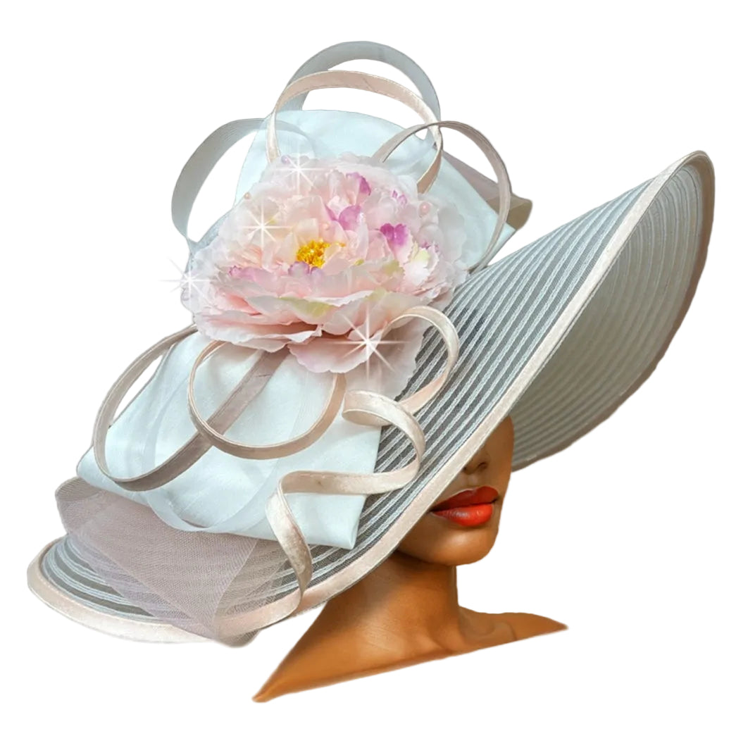 Church Hat 3470 GATSBY- White-Pink