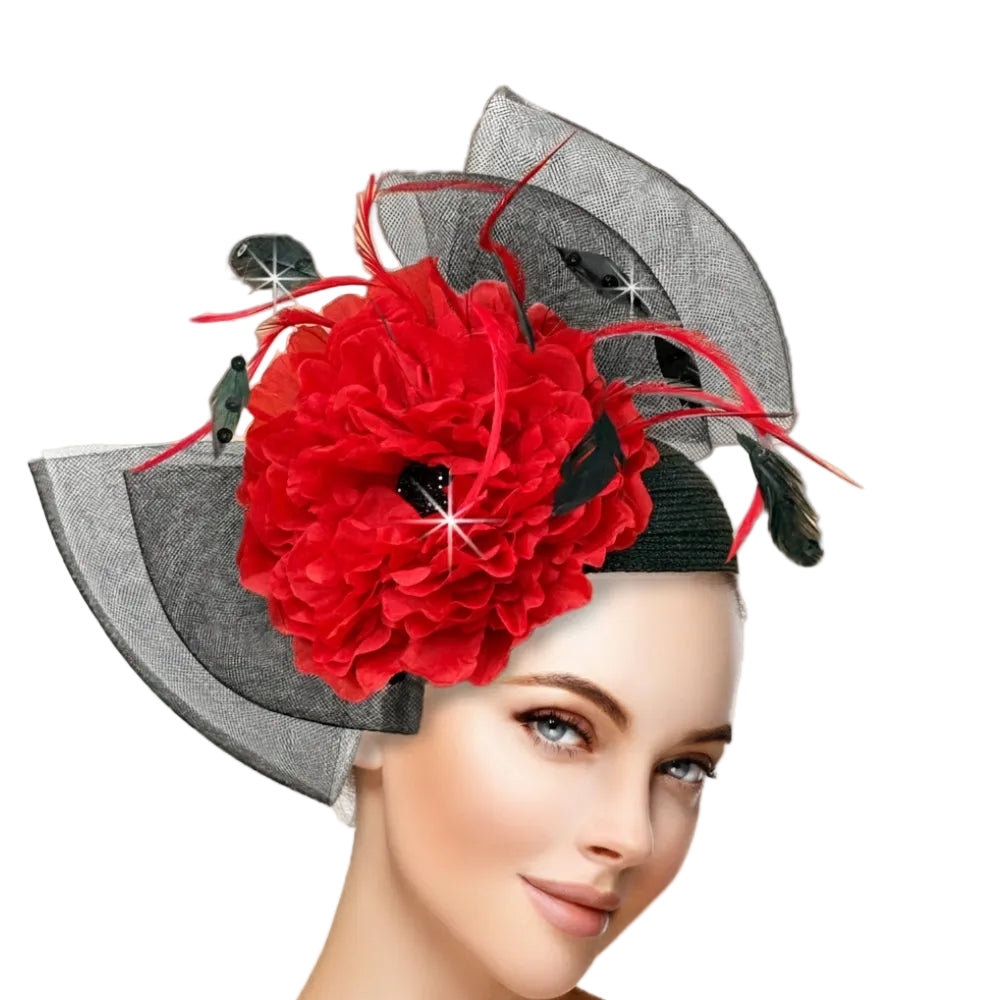 POPPY FA3489-RED Church Fascinator